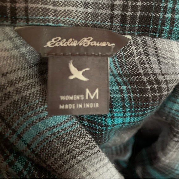 EDDIE BAUER Fremont Button Front Plaid Flannel Tunic Shirt M - Picture 3 of 4